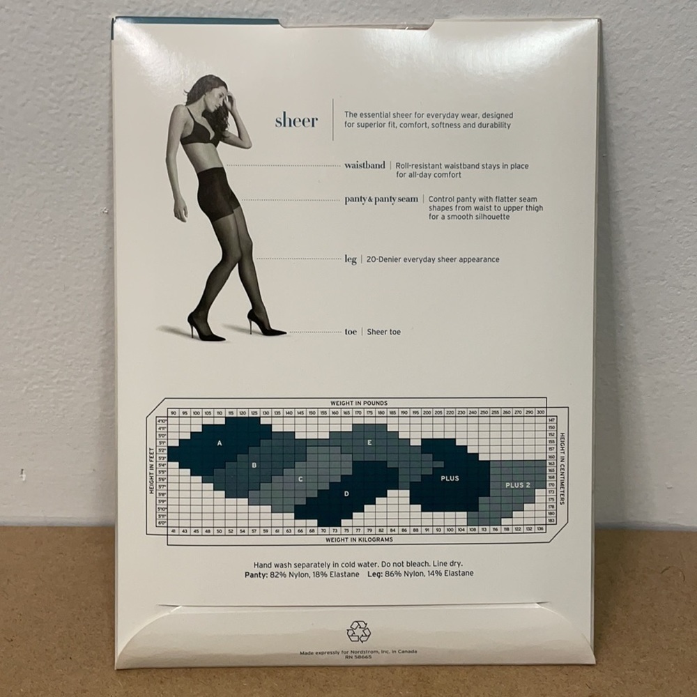 Nordstrom Sheer Control Top Sheer Toe Pantyhose Size A - Picture 3 of 5